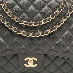 Chanel Black Quilted Caviar Leather Maxi Classic Single Flap Bag