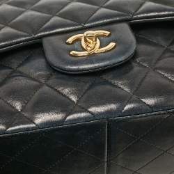 Chanel Black Quilted Leather Jumbo Classic Double Flap Bag