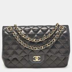 Chanel Black Quilted Leather Jumbo Classic Double Flap Bag