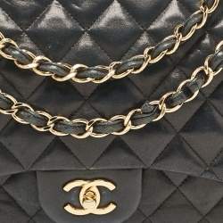 Chanel Black Quilted Leather Jumbo Classic Double Flap Bag