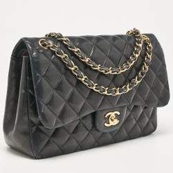 Chanel Black Quilted Leather Jumbo Classic Double Flap Bag