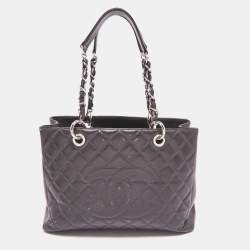 Chanel Grey Quilted Caviar Leather GST Shopper Tote