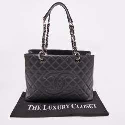 Chanel Grey Quilted Caviar Leather GST Shopper Tote