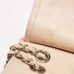 Pre Owned Chanel Beige Leather Medium Camellia Embossed Double Flap Flap Bag