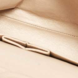Pre Owned Chanel Beige Leather Medium Camellia Embossed Double Flap Flap Bag