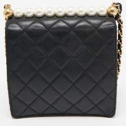 Chanel Black Quilted Leather Chic Pearl Crossbody Bag