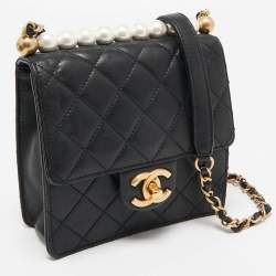 Chanel Black Quilted Leather Chic Pearl Crossbody Bag