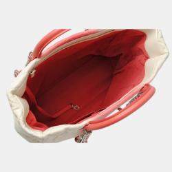 Chanel Coral Pink/Ivory Pink Leather Caviar Skin Tote/Shoulder Bag