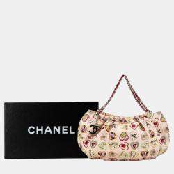 Chanel Pink Red Multicolor Canvas Valentine Day Coco Mark Chain Handbag