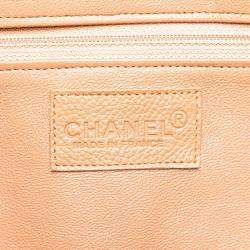 Chanel Pink Beige Black Caviar Skin Patent Leather Matelasse Boston Bag
