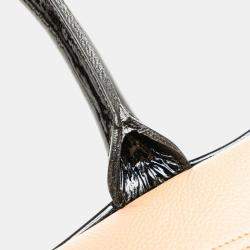Chanel Pink Beige Black Caviar Skin Patent Leather Matelasse Boston Bag