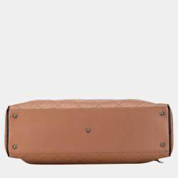 Chanel Pink Beige Black Caviar Skin Patent Leather Matelasse Boston Bag