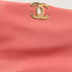 Pre Owned Chanel Light Pink Quilted Leather Small 19 Flap Bag
