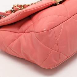 Pre Owned Chanel Light Pink Quilted Leather Small 19 Flap Bag