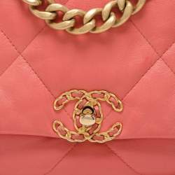 Pre Owned Chanel Light Pink Quilted Leather Small 19 Flap Bag