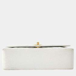 Chanel White Caviar Leather Diana Chain Shoulder Bag