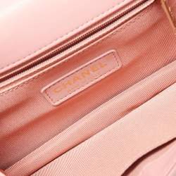 Pre Owned Chanel Pink Quilted Leather Pearl Chain Flap Bag 