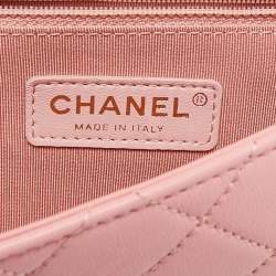 Pre Owned Chanel Pink Quilted Leather Pearl Chain Flap Bag 