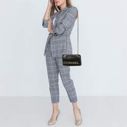 Chanel Black Quilted Leather Small Enchained Flap Bag