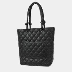 Pre Owned Chanel Black Calfskin Cambon Ligne Tote Handbag