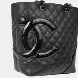Pre Owned Chanel Black Calfskin Cambon Ligne Tote Handbag
