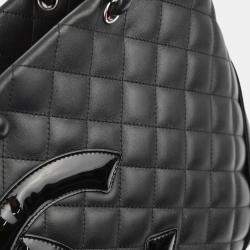 Pre Owned Chanel Black Calfskin Cambon Ligne Tote Handbag