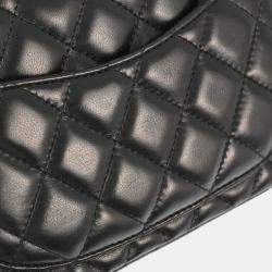 Pre Owned Chanel Black Lambskin East West Shoulder Bag