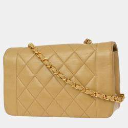 Chanel Beige Lambskin Small Diana Shoulder Bag