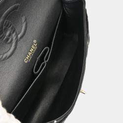 Chanel Black Canvas Coco Medium Classic Double Flap Shoulder Bag
