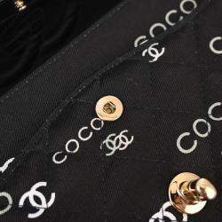 Chanel Black Canvas Coco Medium Classic Double Flap Shoulder Bag