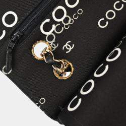 Chanel Black Canvas Coco Medium Classic Double Flap Shoulder Bag