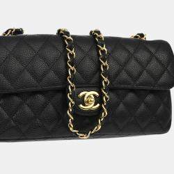 Chanel Black Calfskin East West Shoulder Bag