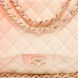 Chanel Ombre Orange/Cream Quilted Leather Jumbo Classic Single Flap Bag