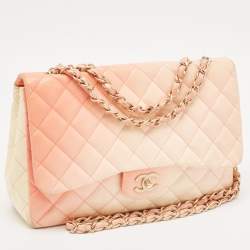 Chanel Ombre Orange/Cream Quilted Leather Jumbo Classic Single Flap Bag