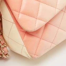 Chanel Ombre Orange/Cream Quilted Leather Jumbo Classic Single Flap Bag