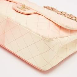 Chanel Ombre Orange/Cream Quilted Leather Jumbo Classic Single Flap Bag