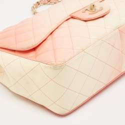 Chanel Ombre Orange/Cream Quilted Leather Jumbo Classic Single Flap Bag