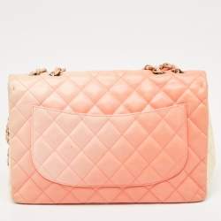 Chanel Ombre Orange/Cream Quilted Leather Jumbo Classic Single Flap Bag
