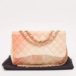 Chanel Ombre Orange/Cream Quilted Leather Jumbo Classic Single Flap Bag