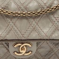 Pre Owned Chanel Grey Quilted Leather Paris-Bombay Triptych Flap Bag