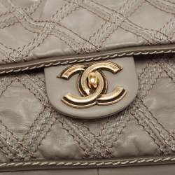 Pre Owned Chanel Grey Quilted Leather Paris-Bombay Triptych Flap Bag