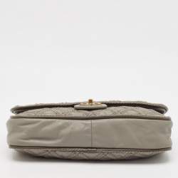 Pre Owned Chanel Grey Quilted Leather Paris-Bombay Triptych Flap Bag