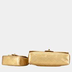 Chanel Gold Lambskin Matelasse Coco Mark Handbag