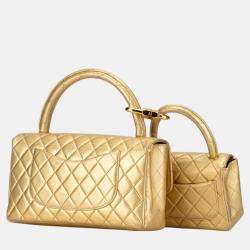 Chanel Gold Lambskin Matelasse Coco Mark Handbag