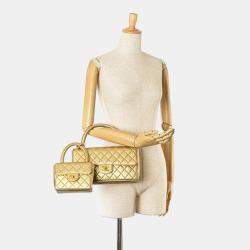 Chanel Gold Lambskin Matelasse Coco Mark Handbag