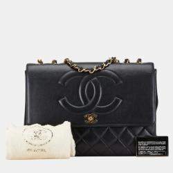 Chanel Black Lambskin Matelasse Coco Mark Chain Shoulder Bag