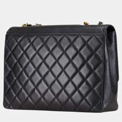 Chanel Black Lambskin Matelasse Coco Mark Chain Shoulder Bag