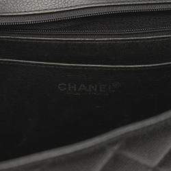 Chanel Leather Grained Calfskin Black Deca Matelasse 30 Classic Large W-Flap Shoulder Bag
