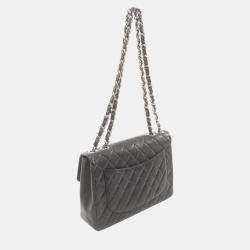 Chanel Leather Grained Calfskin Black Deca Matelasse 30 Classic Large W-Flap Shoulder Bag