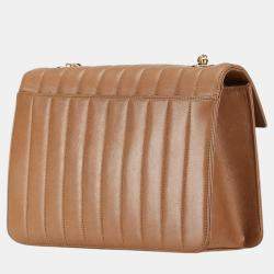 Pre Owned Chanel Brown Lambskin Mademoiselle Coco Mark Chain Shoulder Bag